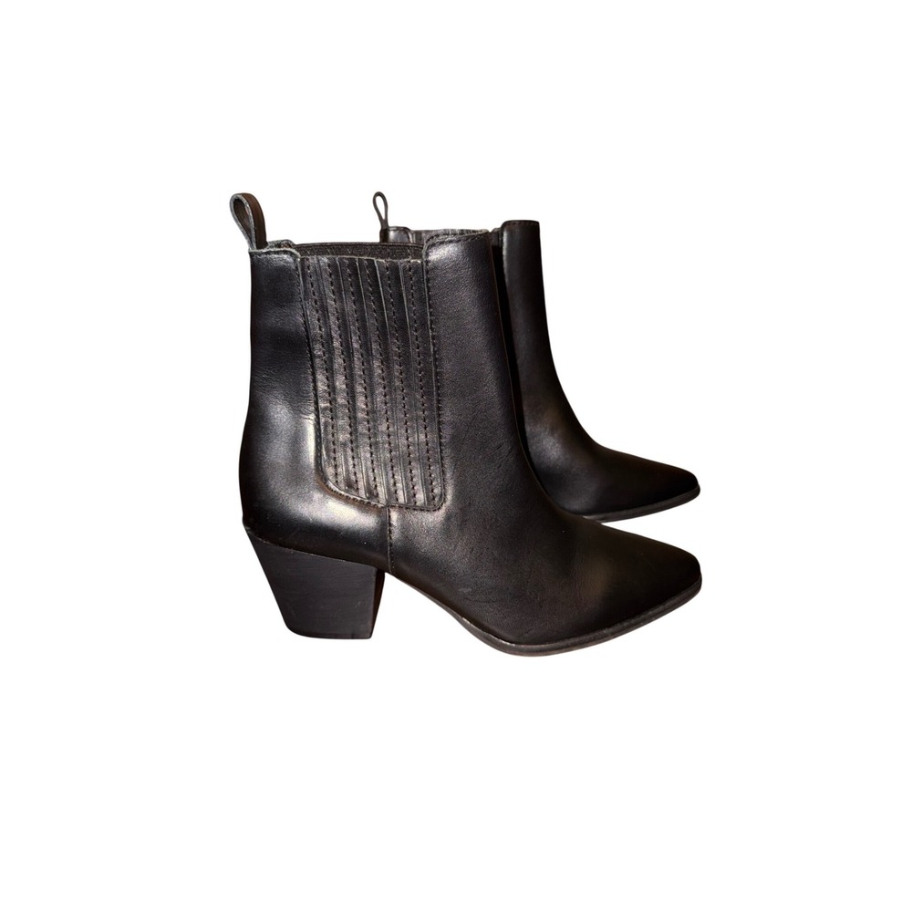 Lucky Brand LK-RADAH Black Leather Pointed Toe Western Ankle Boots Women‎ Size 6